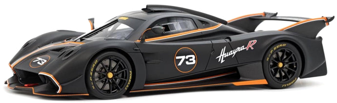 PAGANI HUAYRA R N 73 RACING 2021 WITH SHOWCASE MATT BLACK CARBON 1:18