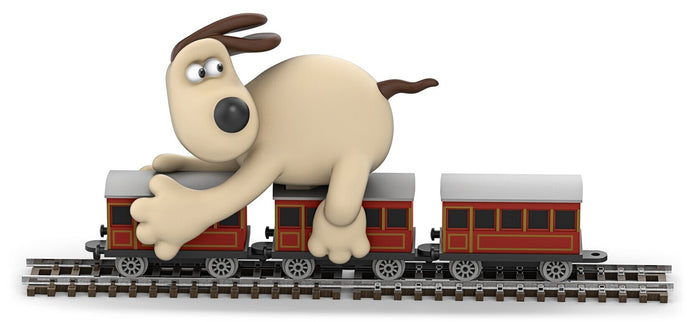 WALLACE & GROMIT - THE WRONG TROUSERS - GROMIT & COACHES rød/grå