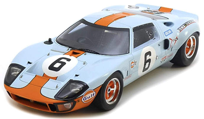 FORD USA GT40 4.9L V8 TEAM JW AUTOMOTIVE ENGINEERING N 6 WINNER 24h LE MANS 1969 JACKY ICKX - JACKIE OLIVER LIGHT BLUE ORANGE 1:18