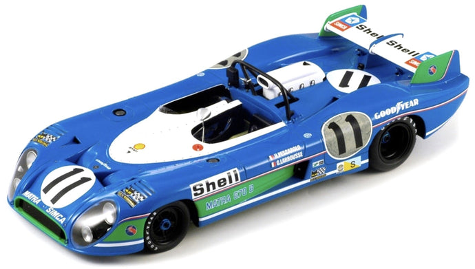 MATRA SIMCA MS670B 3.0L V12 TEAM MATRA-SIMCA SHELL N 11 WINNER 24h LE MANS 1973 HENRI PESCAROLO - GERARD LARROUSSE BLUE WHITE 1:18