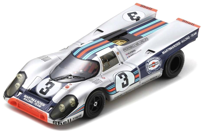 PORSCHE 917K 4.9L TEAM MARTINI RACING N 3 WINNER 12h SEBRING 1971 VIC ELFORD - GERARD LARROUSSE SILVER BLUE 1:18