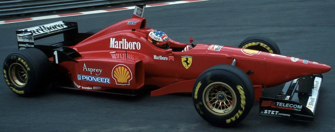 Ferrari F310/2 #1 MICHAEL SCHUMACHER WINNER BELGIAN GP SPA-FRANCORCHAMPS 1996 + FIGUUR rød 1:18