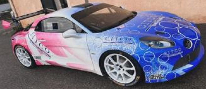 RENAULT ALPINE A110 RGT TEAM CODE RACING DEVELOPMENT N 62 RGT RALLY MONTECARLO 2024 CHRISTOPHE BERARD - CHRISTOPHE BERNABO BLUE WHITE PINK 1:43