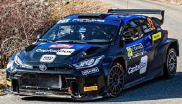 Toyota GR YARIS RALLY 2 #23 PAJARI/MALKONEN 5th RC2 RALLY MONTE CARLO 2024 sort/blå 1:43