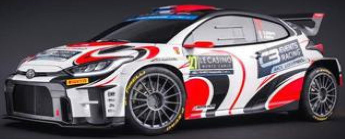TOYOTA YARIS GR RALLY2 TEAM BURTON RACING N 27 6th RC2 RALLY MONTECARLO 2024 STEPHANE LEFEBVRE - ANDY MALFOY WHITE RED BLACK 1:43
