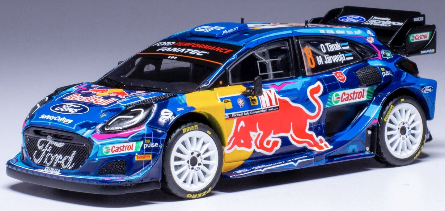 FORD ENGLAND PUMA RALLY1 RED BULL TEAM M-SPORT FORD WRT N 8 WINNER RALLY CHILE 2023 OTT TANAK - MARTIN JARVEOJA BLUE BLACK 1:43
