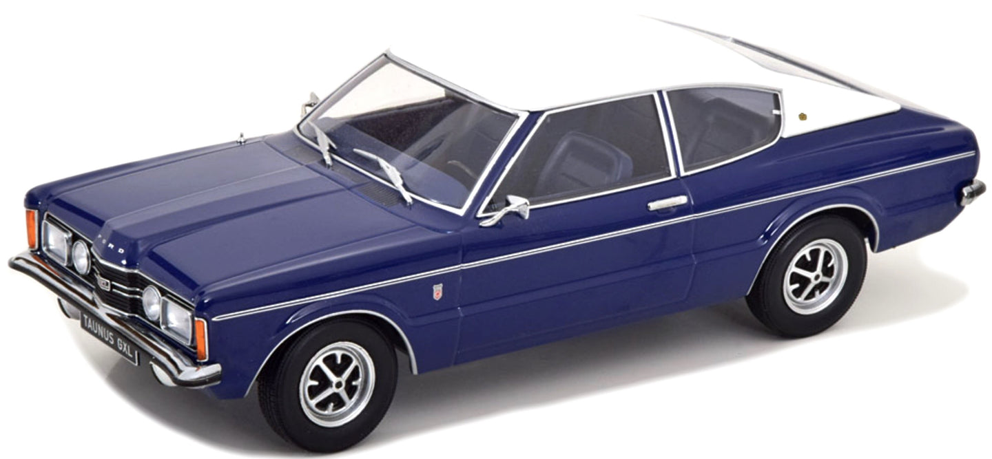 Ford TAUNUS GXL COUPE WITH VINYLROOF 1971 mørk blå/hvid 1:18