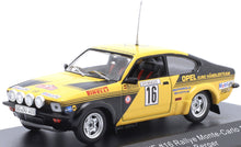 Indlæs billede til gallerivisning OPEL KADETT C GT/E (night version) N 16 4th RALLY MONTECARLO 1976 WALTER ROHRL - JOCHEN BERGER YELLOW BLACK 1:43
