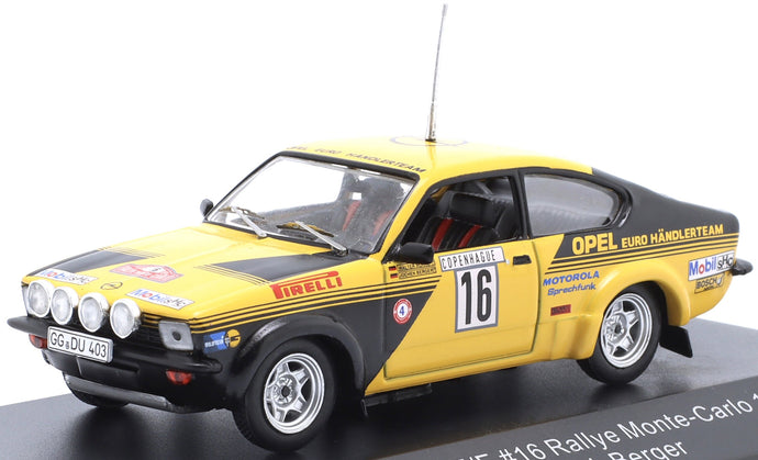 OPEL KADETT C GT/E (night version) N 16 4th RALLY MONTECARLO 1976 WALTER ROHRL - JOCHEN BERGER YELLOW BLACK 1:43