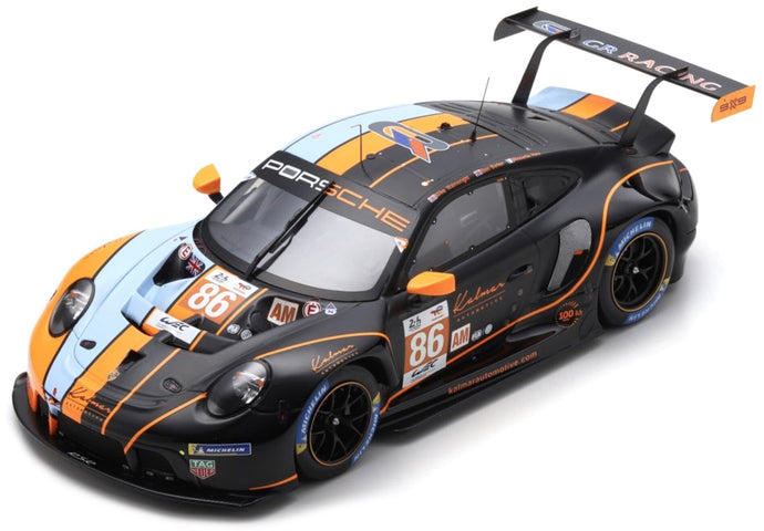Porsche 911 RSR - 19 #86 WAINWRIGHT/BARKER/PERA 3rd LM GTE AM CLASS 24H LE MANS 2023 sort/blå/orange 1:12
