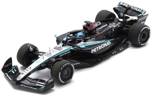 MERCEDES GP F1 W15 EQ PERFORMANCE TEAM AMG PETRONAS MOTORSPORT N 63 BAHRAIN GP 2024 GEORGE RUSSELL BLACK SILVER GREEN 1:43