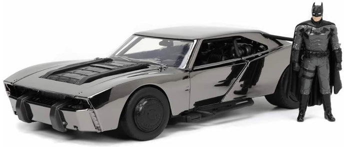 BATMAN BATMOBILE WITH FIGURE 2022 - THE BATMAN MOVIE CHROME 1:24