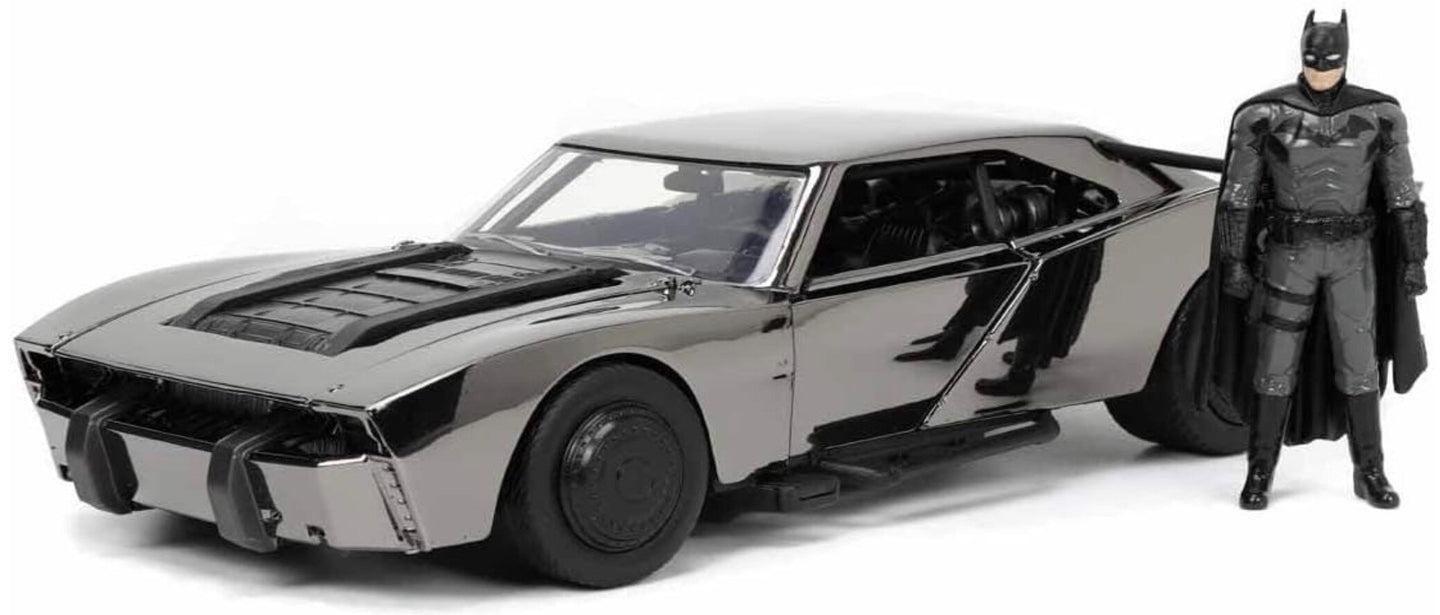 BATMAN BATMOBILE WITH FIGURE 2022 - THE BATMAN MOVIE CHROME 1:24