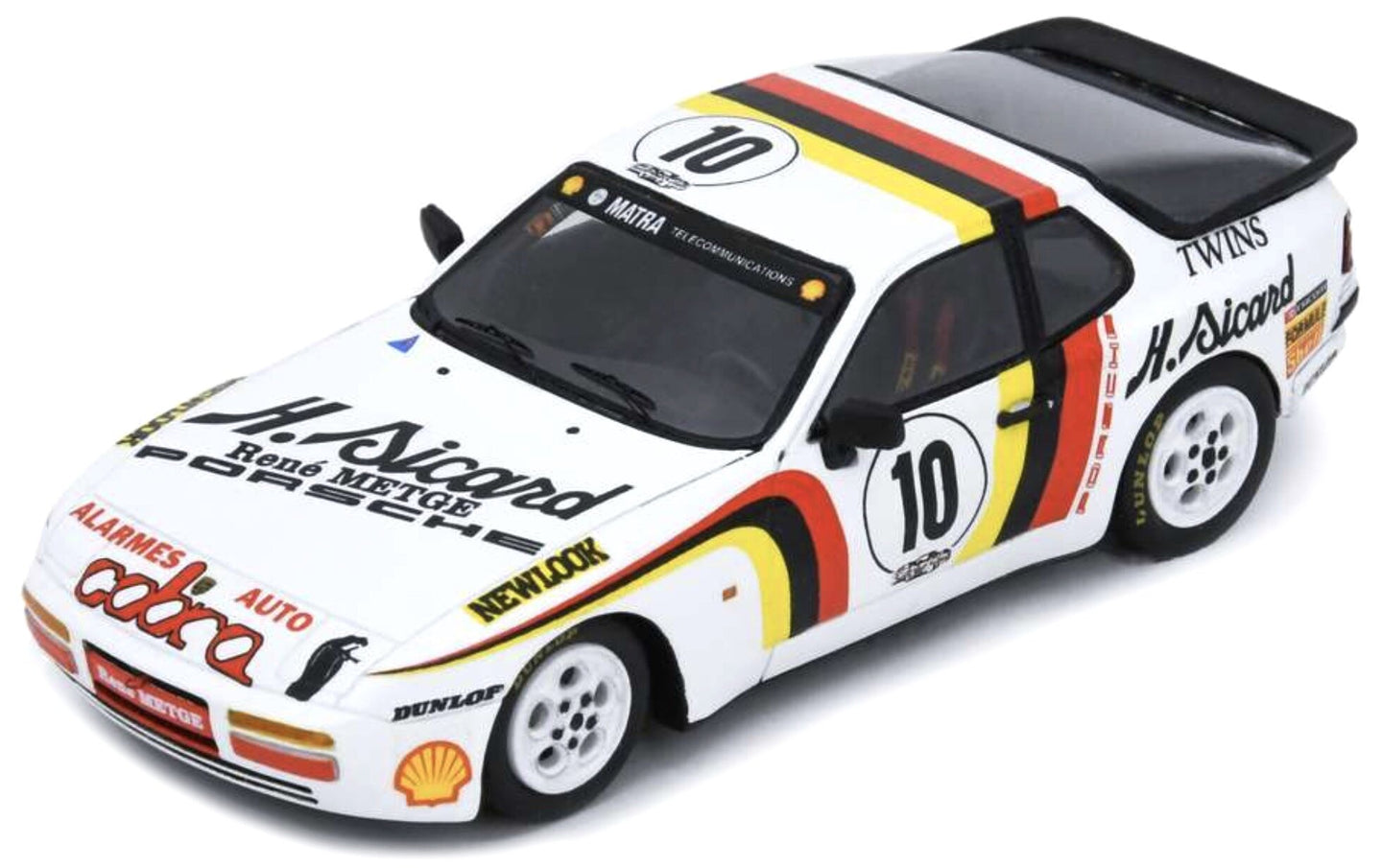 Porsche 944 TURBO CUP #10 RENE METGE FRENCH CHAMPION 1987 hvid/rød/gul 1:43