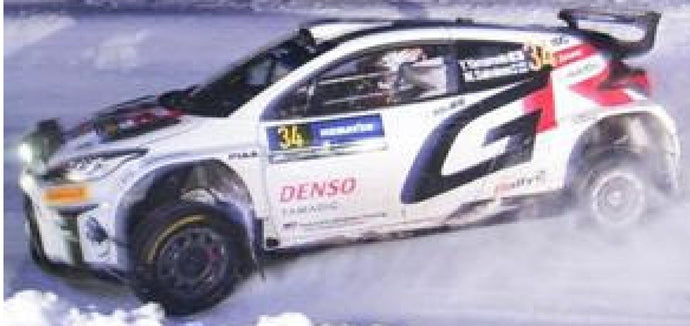TOYOTA YARIS GR RALLY2 TEAM TOYOTA GAZOO RACING (night version) N 34 RC2 RALLY SWEDEN 2024 YUKI YAMAMOTO - MARKO SALMINEN WHITE 1:43