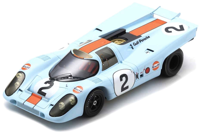 PORSCHE 917K TEAM J.W. AUTOMOTIVE ENGINEERING GULF N 2 WINNER 24h DAYTONA 1971 PEDRO RODRIGUEZ - JACKIE OLIVIER LIGHT BLUE ORANGE 1:18