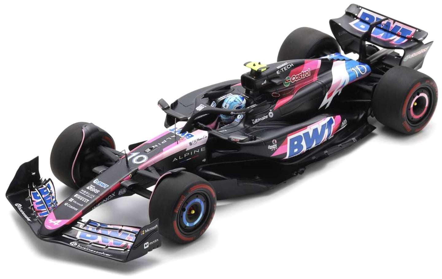 ALPINE F1 A524 TEAM BWT ALPINE N 10 BAHRAIN GP 2024 PIERRE GASLY BLACK BLUE PINK 1:18
