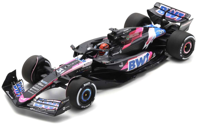 ALPINE F1 A524 TEAM BWT ALPINE N 31 BAHRAIN GP 2024 ESTEBAN OCON BLACK BLUE PINK 1:18