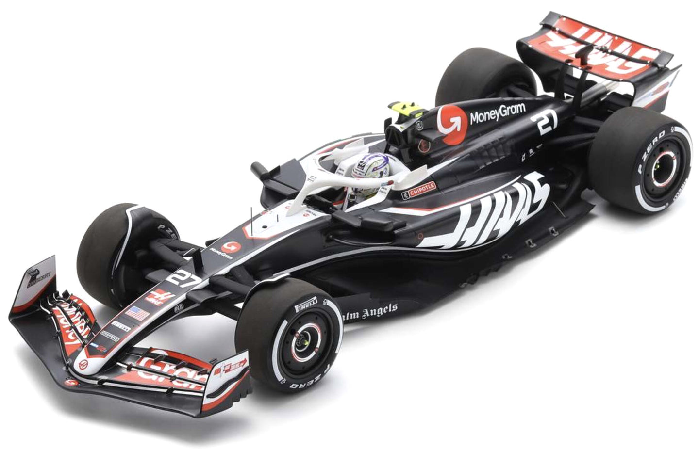 HAAS F1 FW24 TEAM MONEYGRAM HAAS N 27 SEASON 2024 NICO HULKENBERG BLACK WHITE 1:18