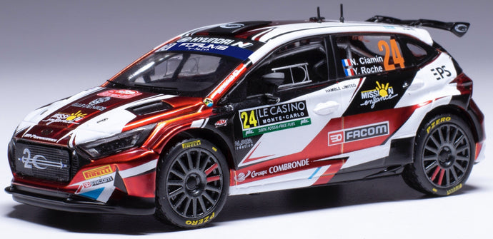 Hyundai i20 N RALLY2 #24 CIAMIN/ROCHE RALLY MONTE CARLO 2024 hvid/rød/sort 1:43