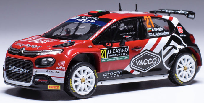 Citroen C3 RALLY2 #21 GRYAZIN/ALEKSANDROV RALLY MONTE CARLO 2024 rød/hvid/sort 1:43