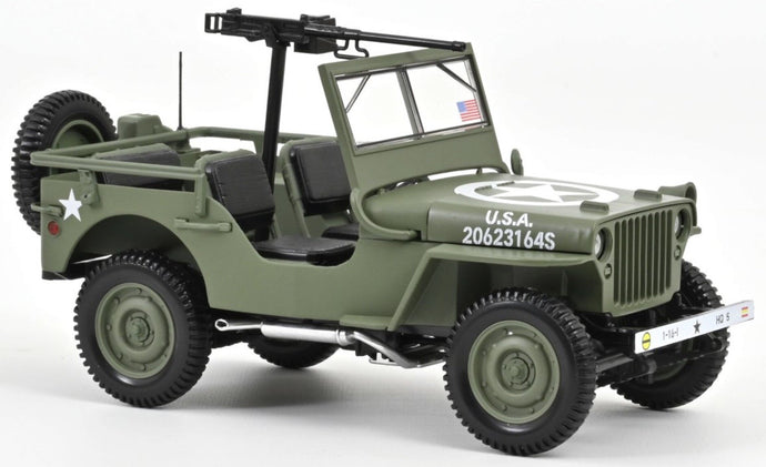 JEEP WILLYS CABRIOLET OPEN ARMY D-DAY NORMANDY 1944 MILITARY GREEN 1:18
