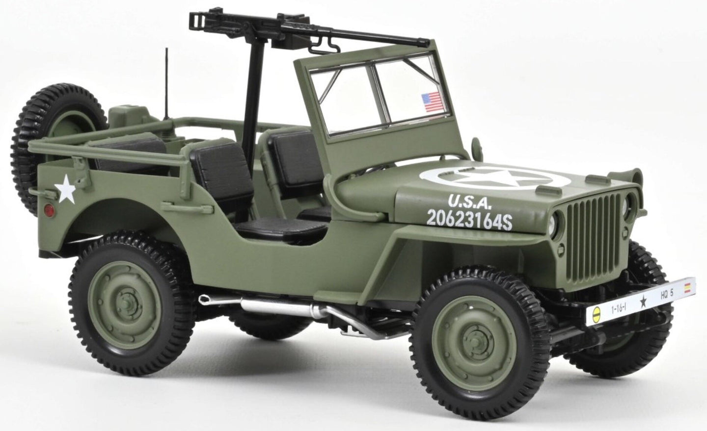 JEEP WILLYS CABRIOLET OPEN ARMY D-DAY NORMANDY 1944 MILITARY GREEN 1:18
