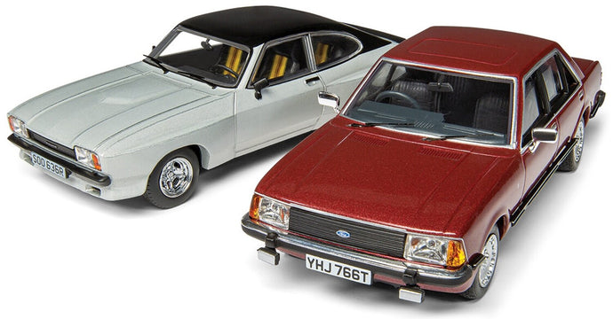 Ford CAPRI MK2 X-PACK + FORD GRANADA MK2 2.8i GHIA - 2 CAR SET rød/grå 1:50