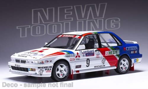 MITSUBISHI GALANT VR-4 TEAM MITSUBISHI RALLIART EUROPE N 9 2nd RAC RALLY 1990 KENNETH ERIKSSON - STAFFAN PARMANDER WHITE BLUE RED 1:18