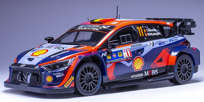 Hyundai i20 N RALLY1 #11 NEUVILLE/WYDAEGHE WINNER CENTRAL EUROPEAN RALLY 2023 blå/rød 1:18