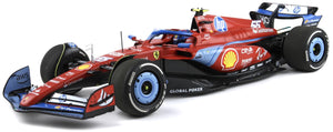 FERRARI F1 SF-24 TEAM SCUDERIA FERRARI N 55 5th MIAMI GP 2024 CARLOS SAINZ - POLIFOAM PACKAGING RED BLACK LIGHT BLUE 1:18