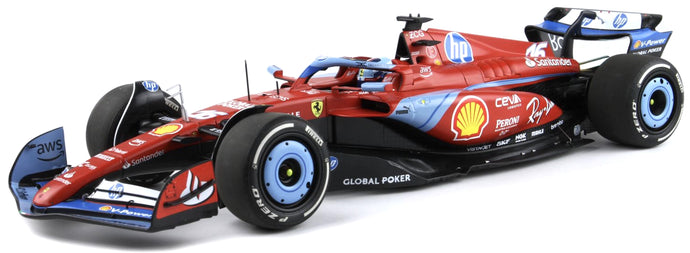 FERRARI F1 SF-24 TEAM SCUDERIA FERRARI N 16 3rd MIAMI GP 2024 CHARLES LECLERC - POLIFOAM PACKAGING RED LIGHT BLUE 1:18