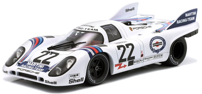 PORSCHE 917K 4.9L TEAM MARTINI RACING N 22 WINNER 24h LE MANS 1971 HELMUT MARKO - GIJS VAN LENNEP WHITE BLUE 1:18