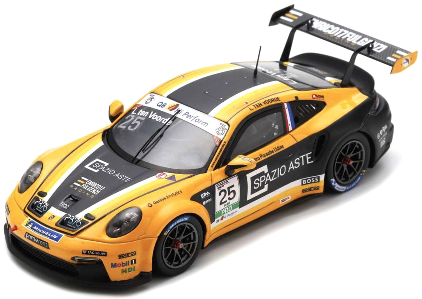Porsche 911 GT3 CUP #25 LARRY TEN VOORDE PORSCHE CARRERA CUP ITALIA CHAMPION 2023 orange/sort/hvid 1:43