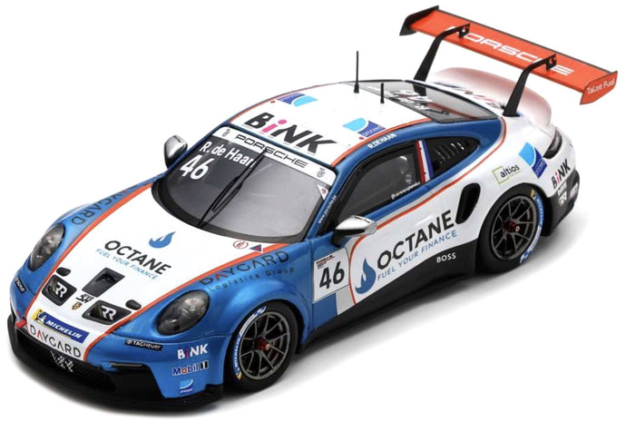 PORSCHE 911 992 GT3 CUP N 46 PORSCHE CARRERA CUP BENELUX CHAMPION 2023 ROBERT DE HAAN WHITE BLUE MET 1:43