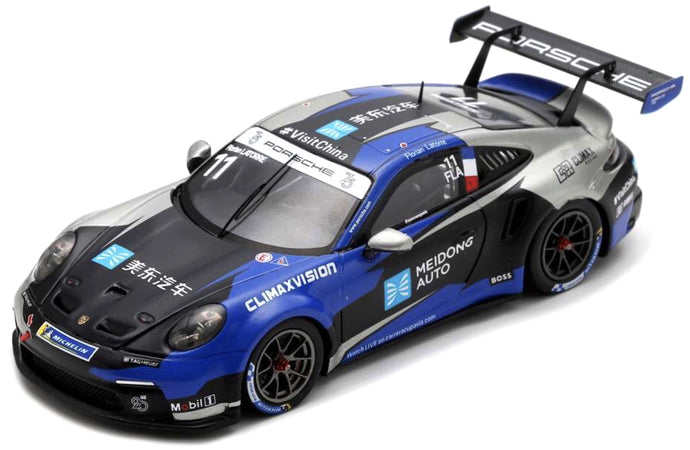 Porsche 911 GT3 CUP #11 FLORIAN LATORRE PORSCHE CARRERA CUP ASIA CHAMPION 2023 sort/sølv/blå 1:43
