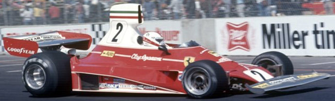 Ferrari 312 T #2 CLAY REGAZZONI POLE POSITION, FASTEST LAP, WINNER US GP LONG BEACH 1975 rød/hvid/krom 1:18