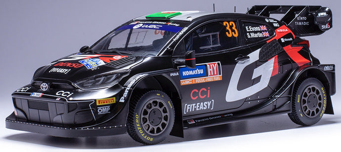 Toyota GR YARIS RALLY1 HYBRID #33 EVANS/MARTIN RALLY SWEDEN 2024 sort/hvid/rød 1:18
