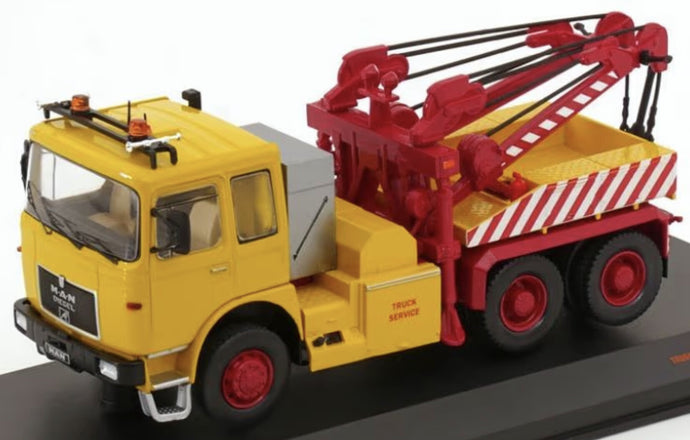 MAN F8 26.281 TRACTOR TRUCK 3-ASSI 1982 - CARRO ATTREZZI - WRECKER ROAD SERVICE YELLOW RED 1:43