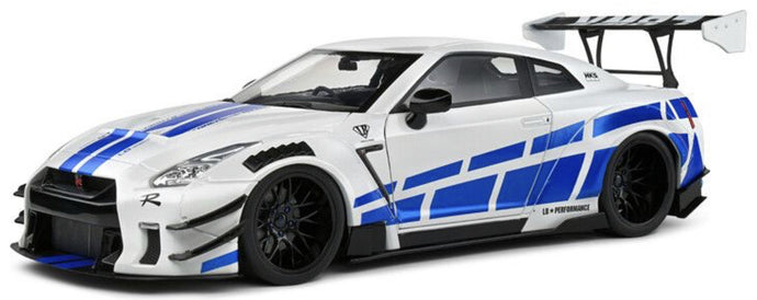 NISSAN GT-R (R35) LIBERTY WALK BODY KIT 2.0 COUPE 2024 PEARL/BLUE 1:18