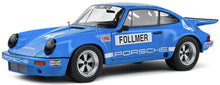 Indlæs billede til gallerivisning PORSCHE 911 CARRERA 3.0 RSR N 4 IROC RIVERSIDE 1974 GEORGE FOLLMER BLUE 1:18