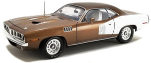 PLYMOUTH CUDA 340 COUPE 1971 BROWN MET WHITE 1:18