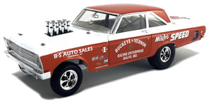 PLYMOUTH CORONET AWB MISTER SPEED BS AUTO SALES RACING 1965 RED WHITE 1:18