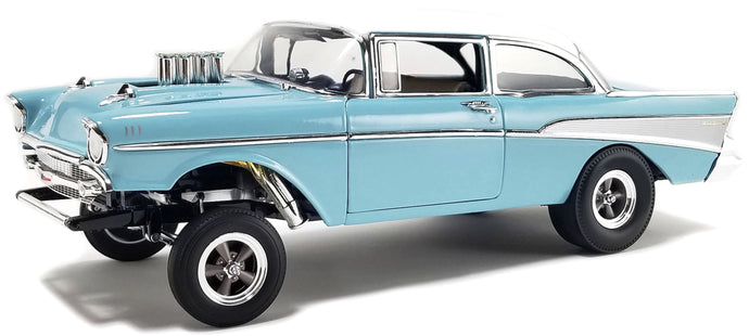 CHEVROLET BEL AIR GASSER 1957 LIGHT BLUE WHITE 1:18