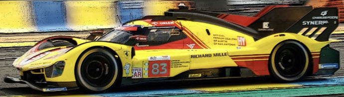 FERRARI 499P 3.0L TURBO V6 TEAM AF CORSE N 83 24h LE MANS 2024 ROBERT KUBICA - ROBERT SHWARTZMAN - YIFEI YE YELLOW RED 1:43