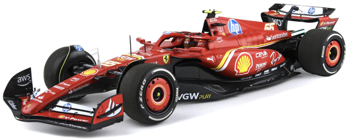 FERRARI F1 SF-24 TEAM SCUDERIA FERRARI N 55 3rd MONACO GP 2024 CARLOS SAINZ - POLIFOAM PACKAGING RED BLACK 1:18