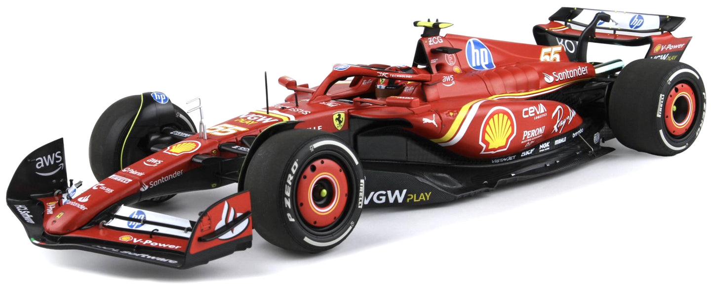FERRARI F1 SF-24 TEAM SCUDERIA FERRARI N 55 3rd MONACO GP 2024 CARLOS SAINZ - POLIFOAM PACKAGING RED BLACK 1:18
