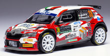 Indlæs billede til gallerivisning SKODA FABIA RS RALLY2 EVO N 38 RALLY MONTECARLO 2024 MASSIMILIANO LOCATELLI - STEFANO TIRABOSCHI RED WHITE 1:43