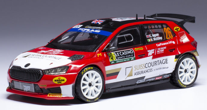 Skoda FABIA RS RALLY2 #26 INGRAM/McKILLOP RALLY MONTE CARLO 2024 rød/hvid/sort 1:43