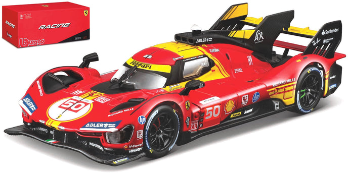 Ferrari 499P #50 FUOCO/NIELSEN/MOLINA WINNER 24H LE MANS 2024 rød/gul/sort 1:43 fra Burago